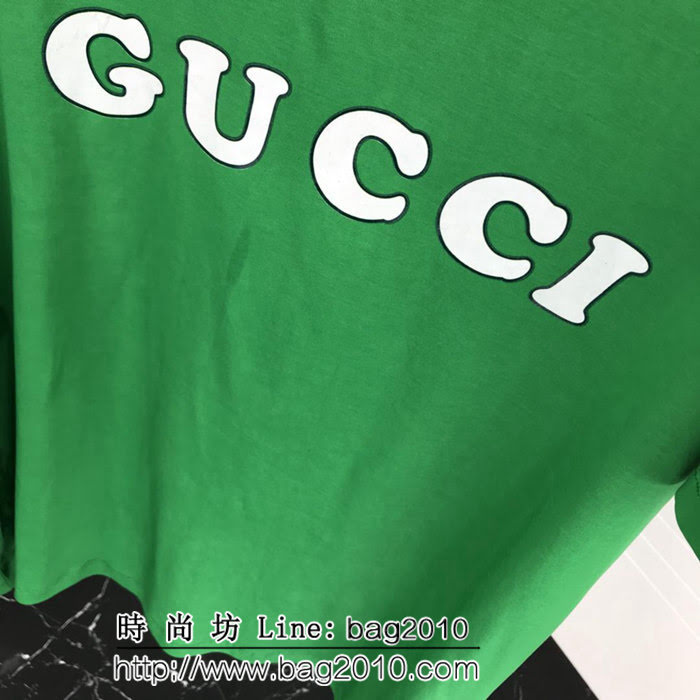 GUCCI古馳 19ss早春新款 糖果色系列 簡單印花logo 絲光棉短袖 百搭款 男女同款 ydi1838